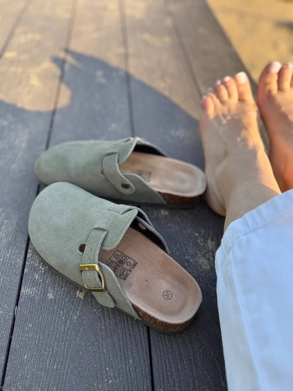 Comwarm Mode Women's Suede Mules House Slippers Men's Clogs Cork Footbed Sandals with Arch Support Outdoor Beach Slides Home Shoes view 7