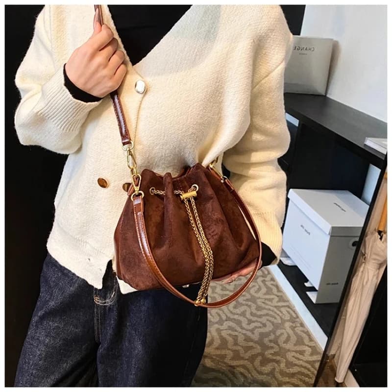 2026 Soft Commuting Crossbody Bags Faux Suede Sewing Hot Sale Bags for WomenThread Solid Color String Women view 6
