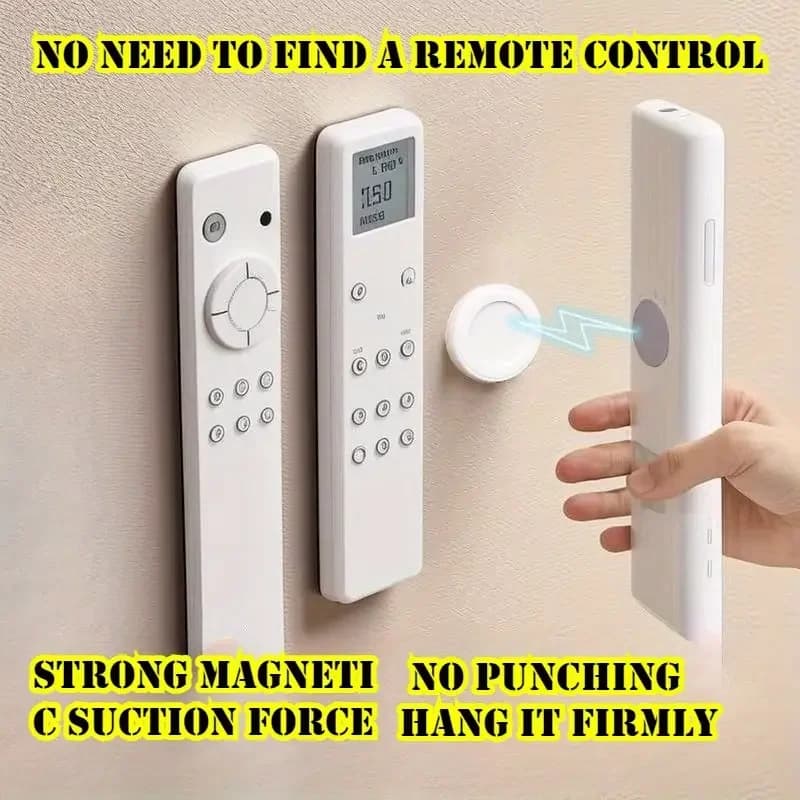 3pcs No Drill Magnetic Remote Holder - Wall Mount for TV/AC/DVD Remotes, White Space-Saving Design view 2