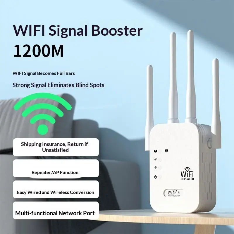 New 1200Mbps Wireless WiFi Repeater WIFI Extender Signal Booster 2.4G 5G Dual-band Network 802.11ac WiFi Amplifier Router view 5