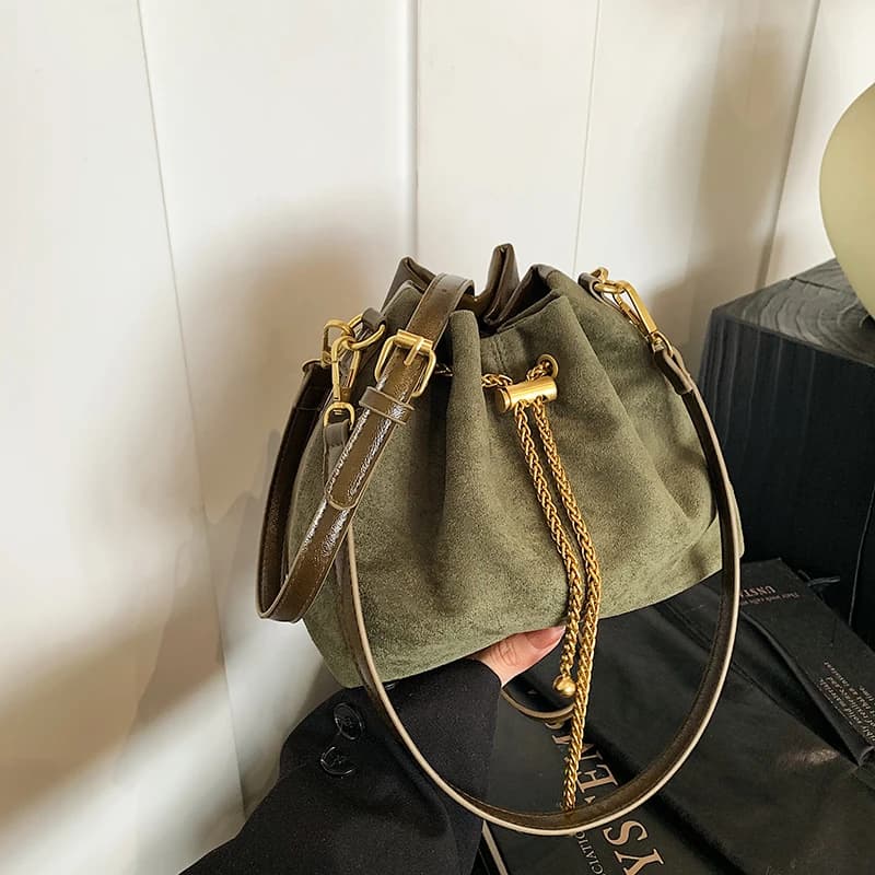 2026 Soft Commuting Crossbody Bags Faux Suede Sewing Hot Sale Bags for WomenThread Solid Color String Women view 2