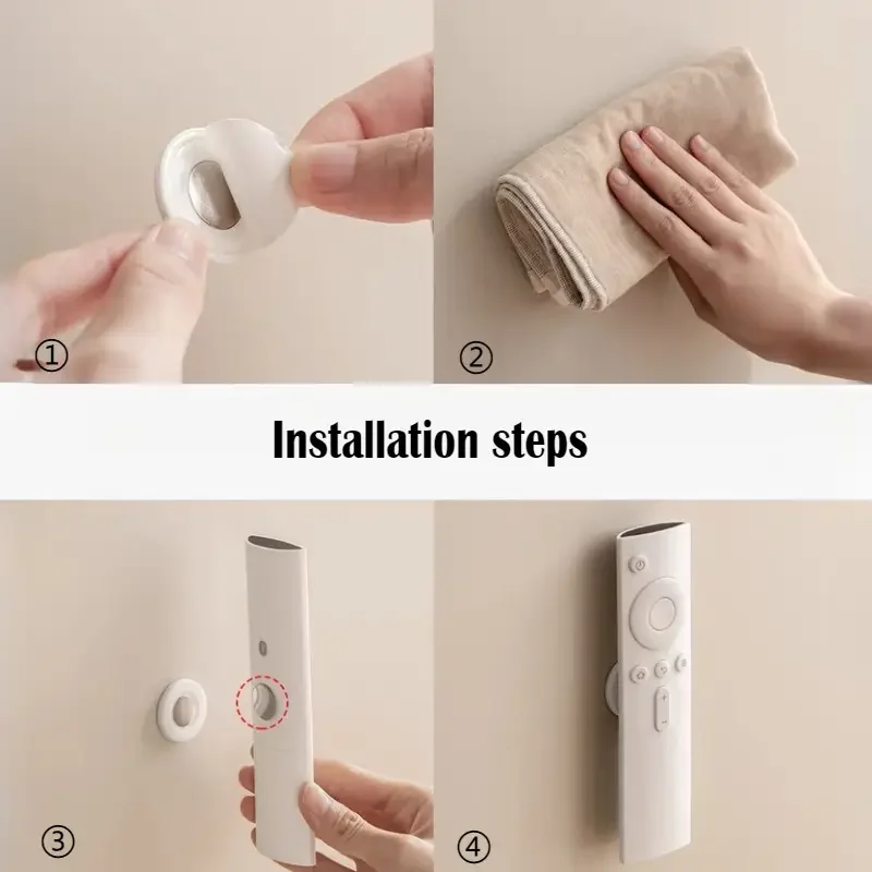3pcs No Drill Magnetic Remote Holder - Wall Mount for TV/AC/DVD Remotes, White Space-Saving Design view 6