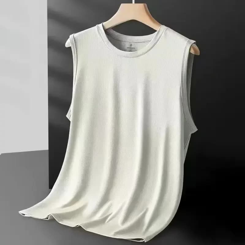 Men's Ice Silk Mesh Vest Lightweight Sports Summer Wear Sleeveless T-shirt Tank Top Casual Fashion Outerwear view 5